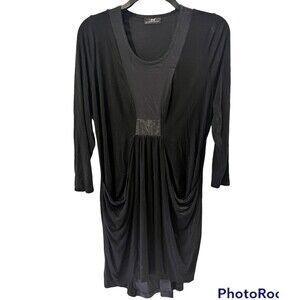 Denmark NÖR Dress Womens S midi modest jersey Knit ruched minimalist whimsigoth